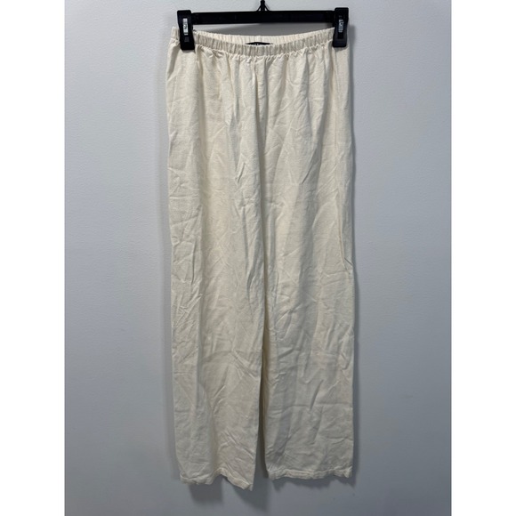 Brandy Melville Pants - Brandy Melville Cream Ivory Cotton Linen Knit Wide Leg Pants One Size Stretchy